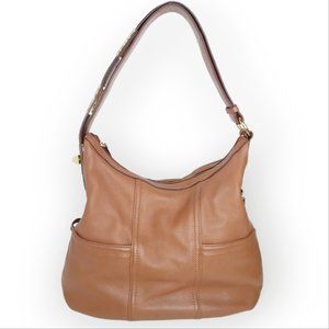 Tignanelle Shoulder Hobo Bag Chestnut Brown Pebbled Leather Gold Hardware